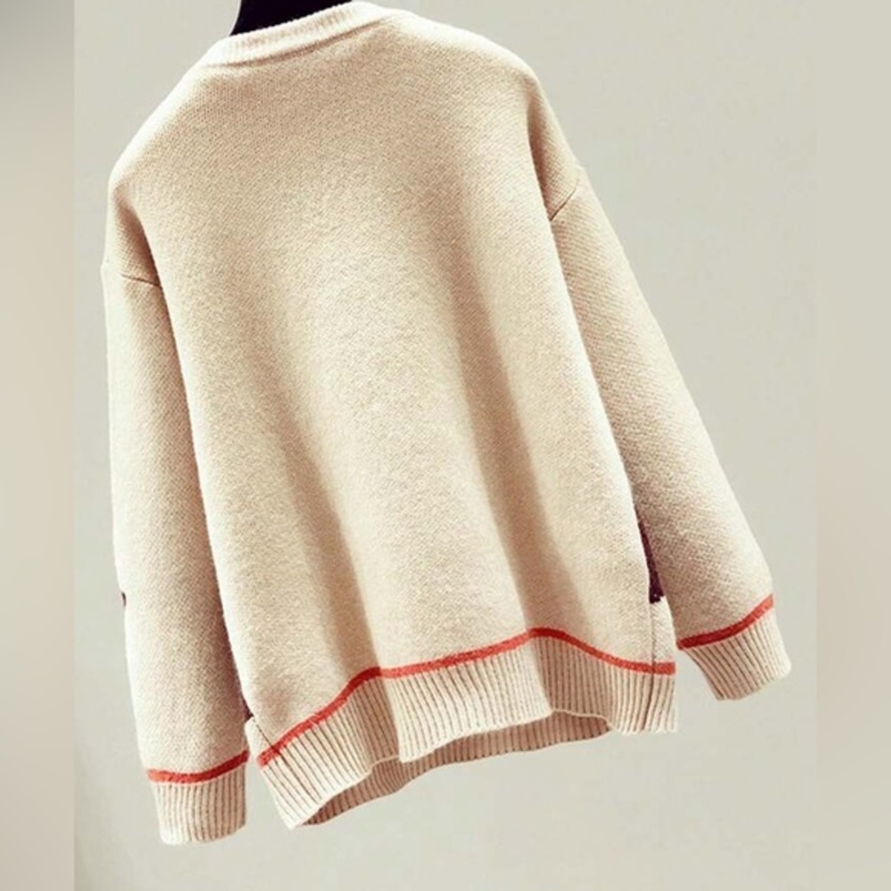 Pattern Long Sleeve Sweater, Elegant Knit Top, Women, Autumn/Winte - Picture 2 of 2